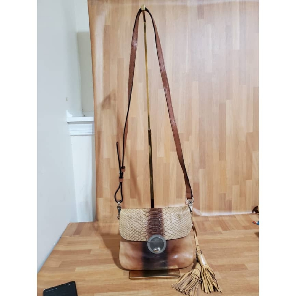 Authentic Prada Pushlock Python Leather Crossbody… - image 1